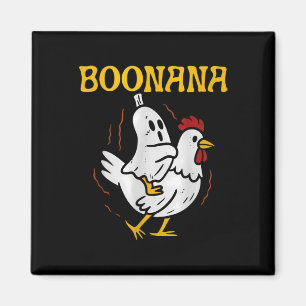 Aimant Boonana à cheval sur un poulet Halloween Fantôme É