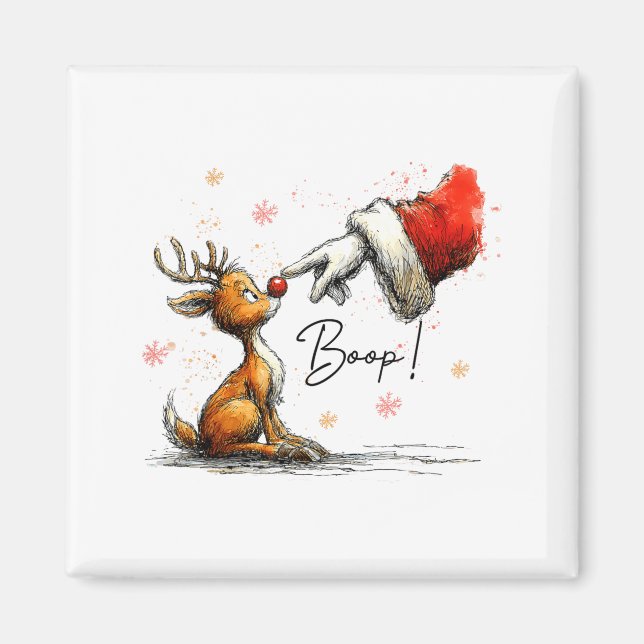 Aimant Boop Funny Santa Farmer Reindeer Cute Christmas Ho (Devant)