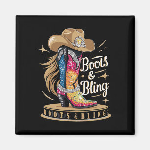 Aimant Boots & ; Bling Son Une Femme Rodéo Wester