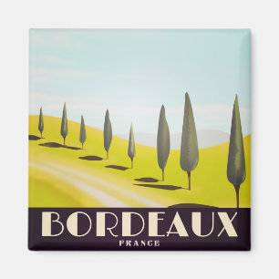 Aimant Bordeaux, affiche de voyage de style vintage franç