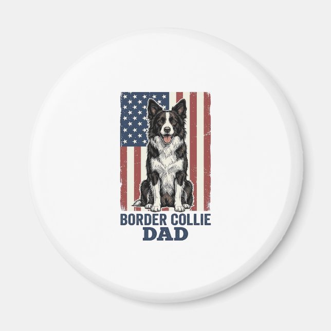 Aimant Border Collie Dad Patriotic Vintage Dog Shirt Desi (Devant)
