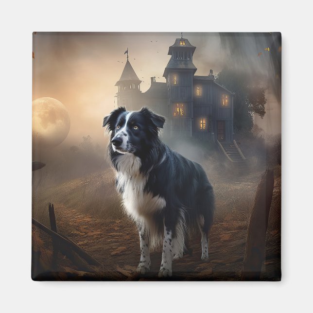 Aimant Border Collie Halloween Épouvantable  (Devant)