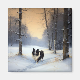 Aimant Border Collie Qu'il neige Noël