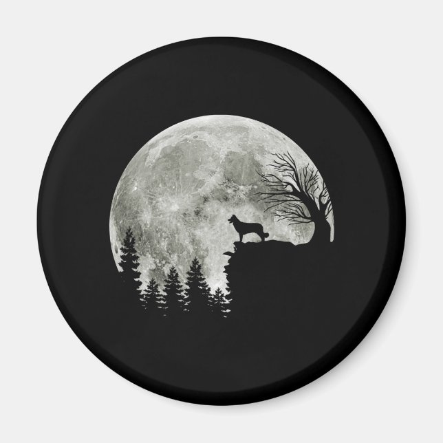 Aimant Border Collie silhouette On Mountain Halloween Dog (Devant)