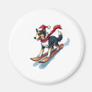Aimant Border Collie Snowboardeur