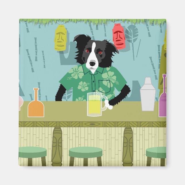 Aimant Bordure Collie Bamboo Tiki Bar (Devant)