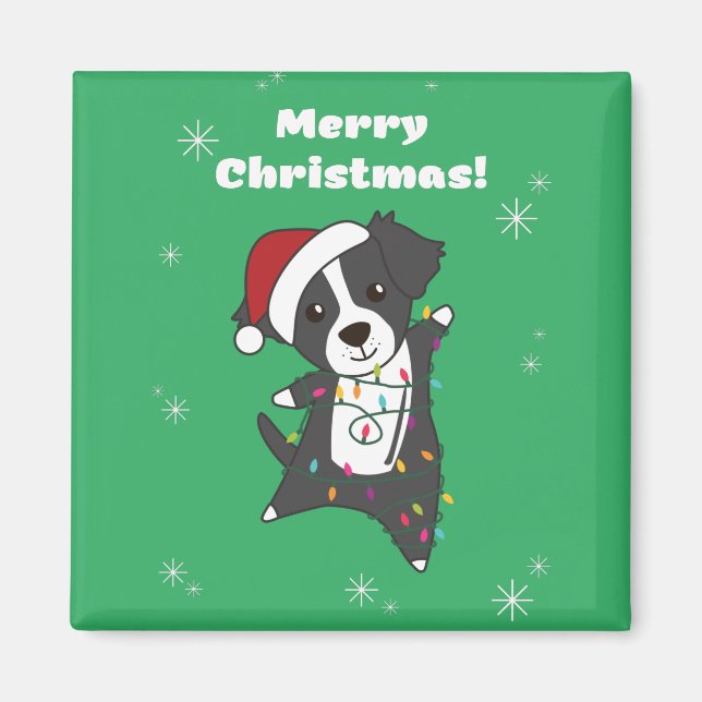 Aimant Bordure Collie Chien de Noël Animaux d'hiver Chien (Devant)