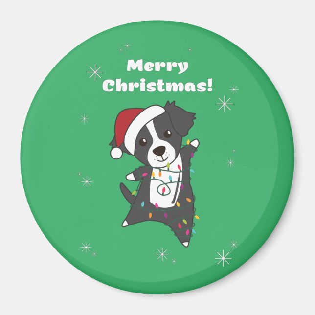 Aimant Bordure Collie Chien de Noël Animaux d'hiver Chien (Devant)