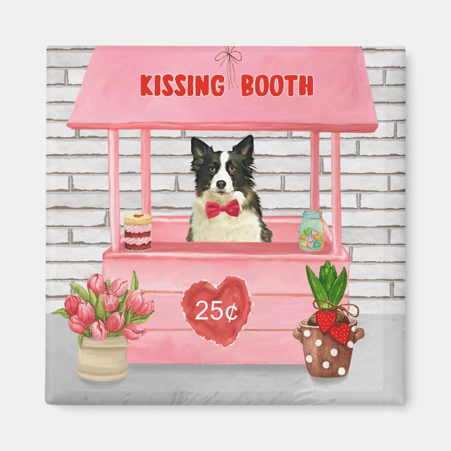 Aimant Bordure Collie Chien Saint Valentin Baiser Booth (Devant)