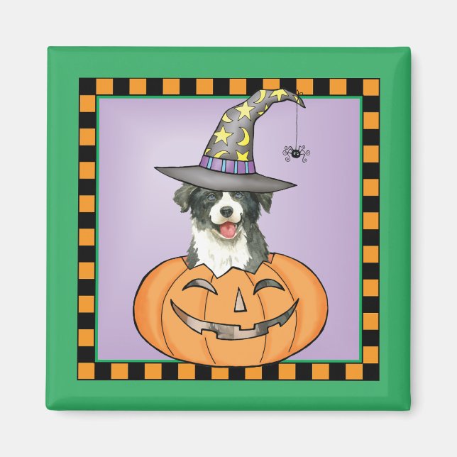 Aimant Bordure Collie Halloween Magnat (Devant)