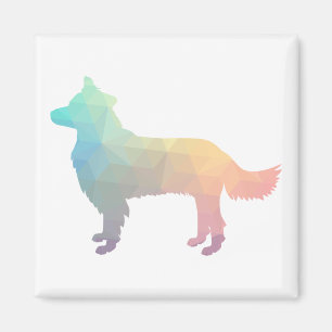 Aimant Bordure Collie Silhouette géométrique Pastel