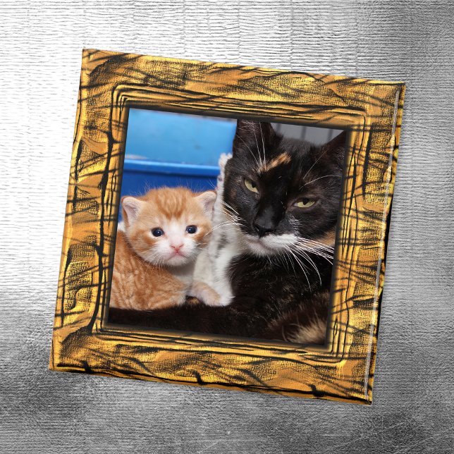 Aimant Bordure de photo rayures de tigre (Create Your Own Family Cat Photo Magnet)