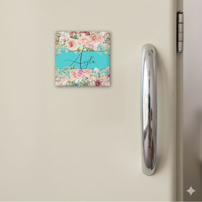 Aimant Bordure florale floue personnalisée avec Roses (Créateur téléchargé)
