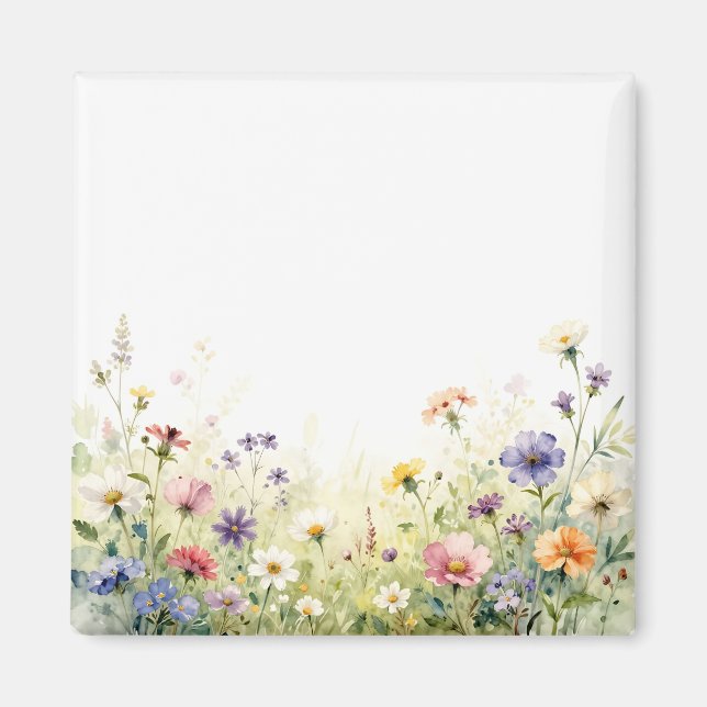 Aimant Bordure florale pastel de prairie de fleurs sauvag (Devant)