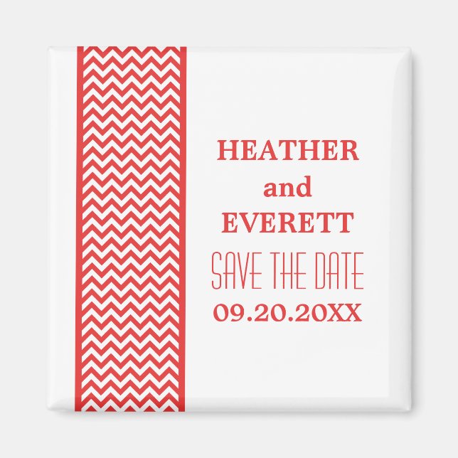 Aimant Bordure rouge Chevron Enregistrer l'aimant de date (Devant)