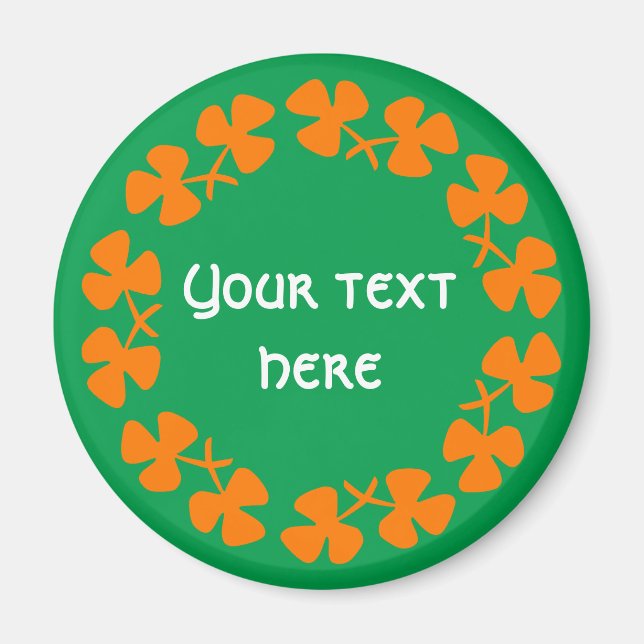 Aimant Bordure Shamrock orange Ajouter un texte (Devant)