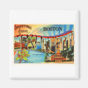 Aimant Boston #2 Massachusetts MA Vintage voyage Souvenir