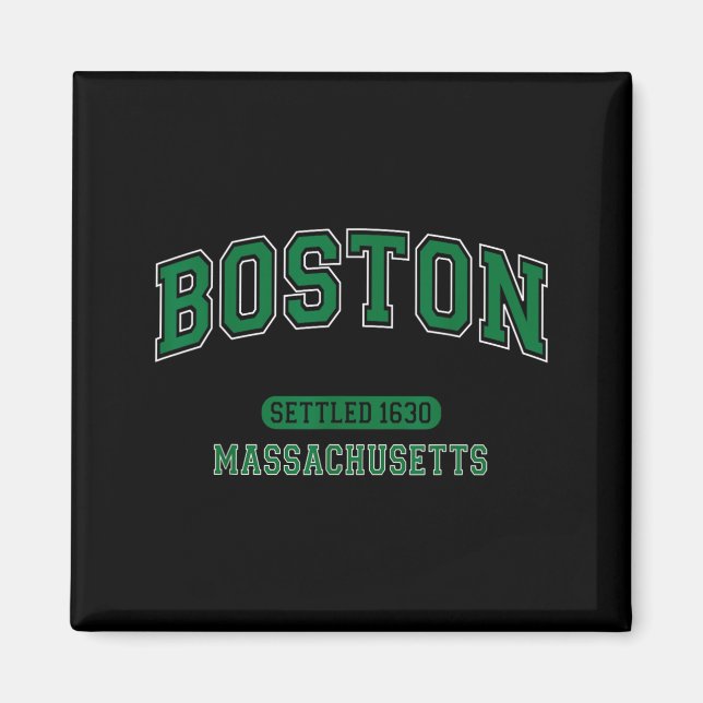 Aimant Boston Massachusetts Fondée en 1630 Sport Rétro (Devant)