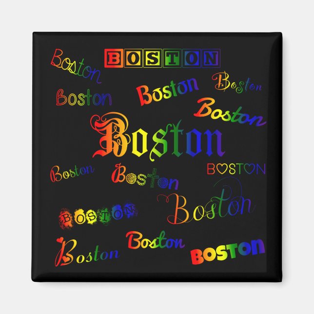 Aimant Boston Rainbow Fonts (Devant)