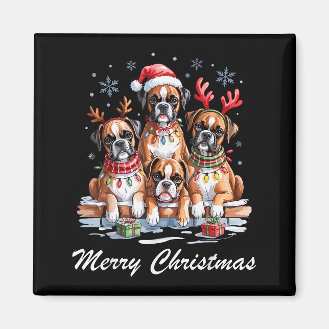 Aimant Boston Terrier Merry Christmas Funny Dog Lovers Ho (Devant)