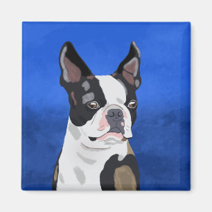 Aimant Boston Terrier Peinture à l'huile de chien Portrai