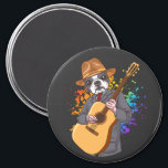 Aimant Boston Terrier Playing Acoustic Guitar Circle<br><div class="desc">Boston Terrier Playing Acoustic Guitar Cool Musician Guitarist Family design Gift Circle Magnet Classic Collection.</div>
