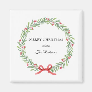 Aimant Botanical Christmas Wreath Modern Script