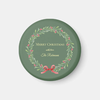 Aimant Botanical Christmas Wreath Modern Script