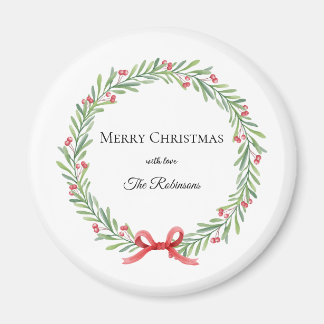 Aimant Botanical Christmas Wreath Modern Script