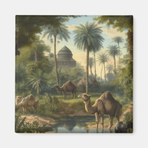 Aimant Botanique : dromadaires dans la jungle près d'une 