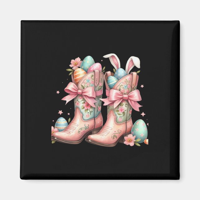 Aimant Botte de cowboy Coquette Bunny de Pâques Ouest E (Devant)