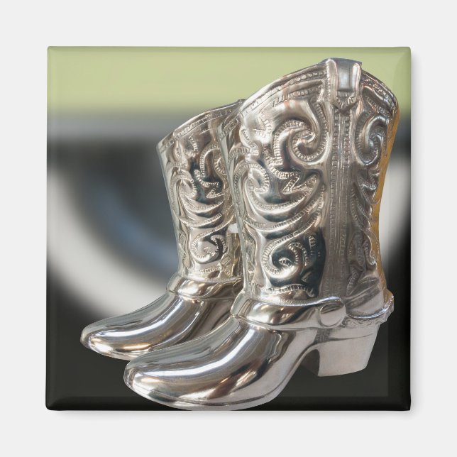 Aimant Bottes de cowboy argentées (Devant)