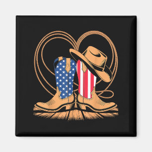 Aimant Bottes de cowboy patriotiques cœur drapeau américa