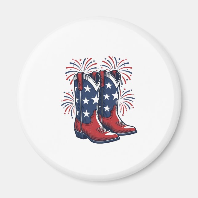 Aimant Bottes de cowboy patriotiques conception de chemis (Devant)