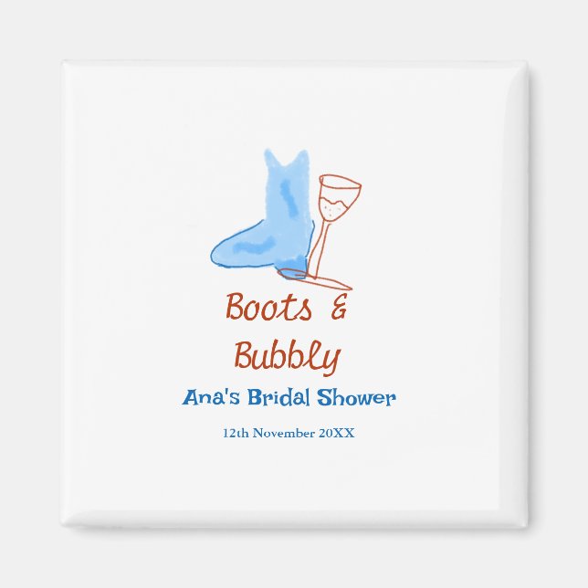 Aimant Bottes et bouteille de champagne pétillant enterre (Devant)