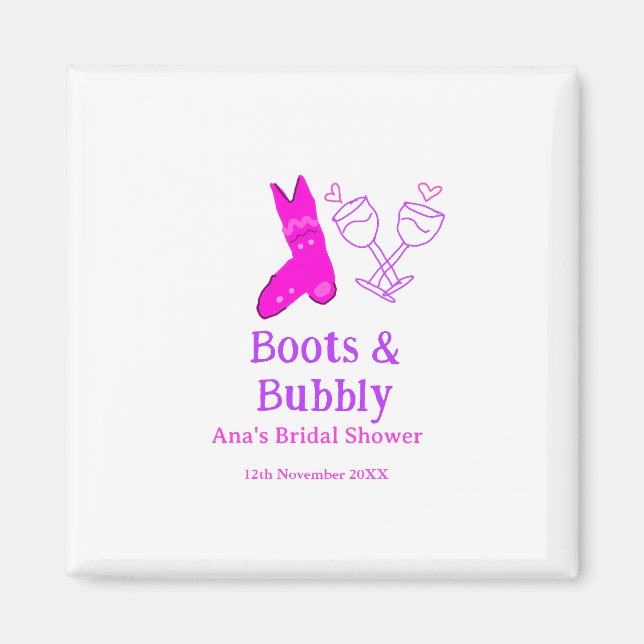 Aimant Bottes et bouteille de champagne pétillant enterre (Devant)