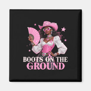 Aimant Bottes Sur Le Sol Pink Cowgirl Cancer Du Sein Wes