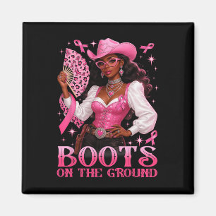 Aimant Bottes Sur Le Sol Pink Cowgirl Cancer Du Sein Wes