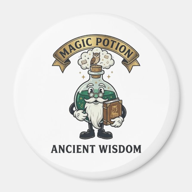 Aimant Botto Ancien Sage Magicien Potion Magique Hibou Ré (Devant)