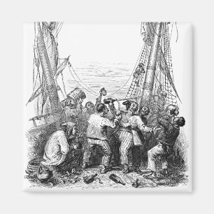 Aimant Boucanier vintage et un navire pirate naufragé