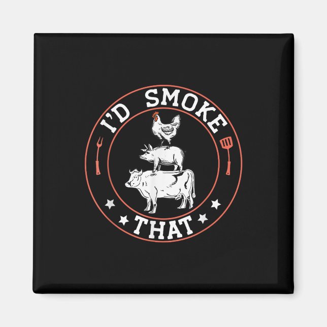Aimant Boucher Chef Bbq Fumeur Id Fumer Que Barbecue Pit (Devant)