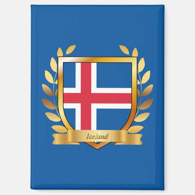 Aimant Bouclier du drapeau de l'Islande (Recto)