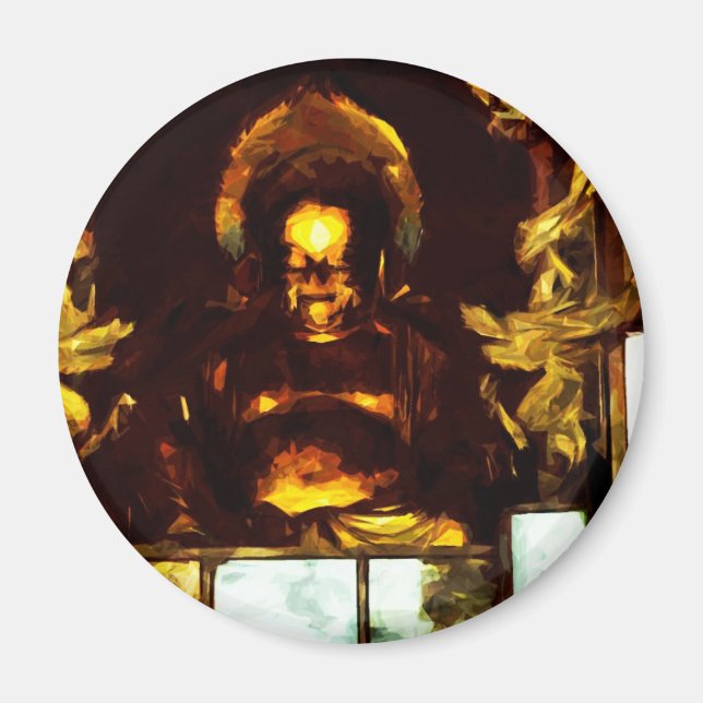 Aimant Bouddha d'or Kyoto Japon Impressionnisme Abstrait (Devant)