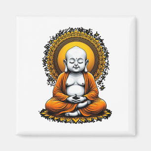 Aimant Bouddha méditant Art spirituel Style vintage Yoga