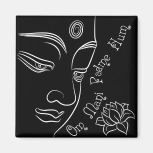 Aimant Bouddha pondering lotus flower Blanc