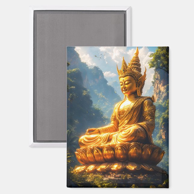 Aimant Bouddha Seigneur de la Terre d'Or (Recto/Verso)