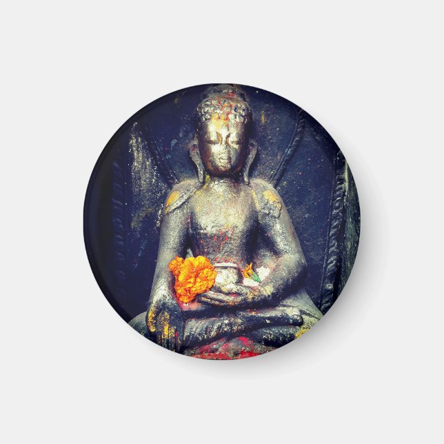 Aimant Bouddha Shakyamuni, Fleur, Himalaya - Népal (Devant)