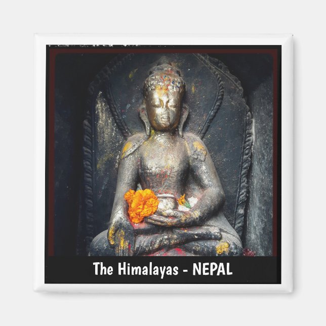 Aimant Bouddha Shakyamuni, Fleur, Katmandou - Népal (Devant)