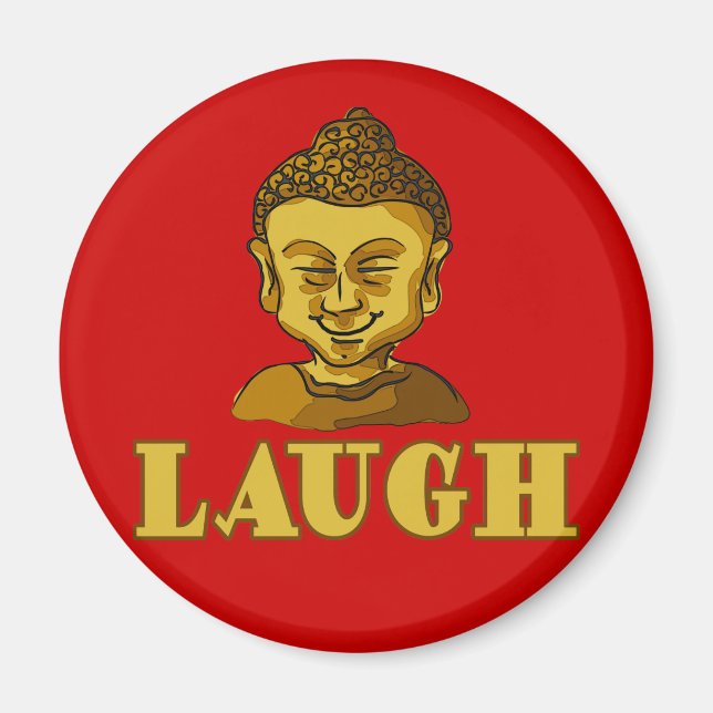 Aimant Bouddha souriant avec texte RIRE Tee - shirts et c (Devant)