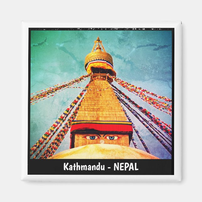 Aimant Boudhanath Stupa, Bouddha Eyes, Katmandou, Népal (Devant)